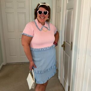 Pink & Blue Collared Sweater Dress New With tags